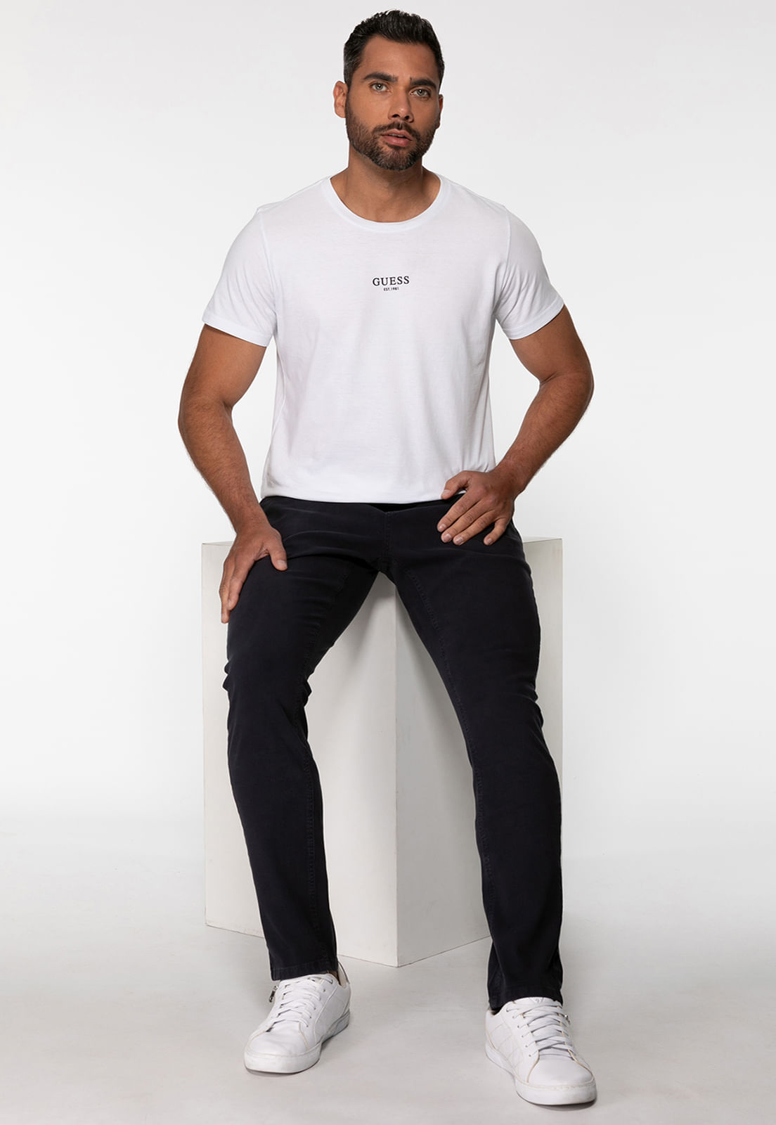 Calça Sarja Slim Azul Escuro - Imagem 41