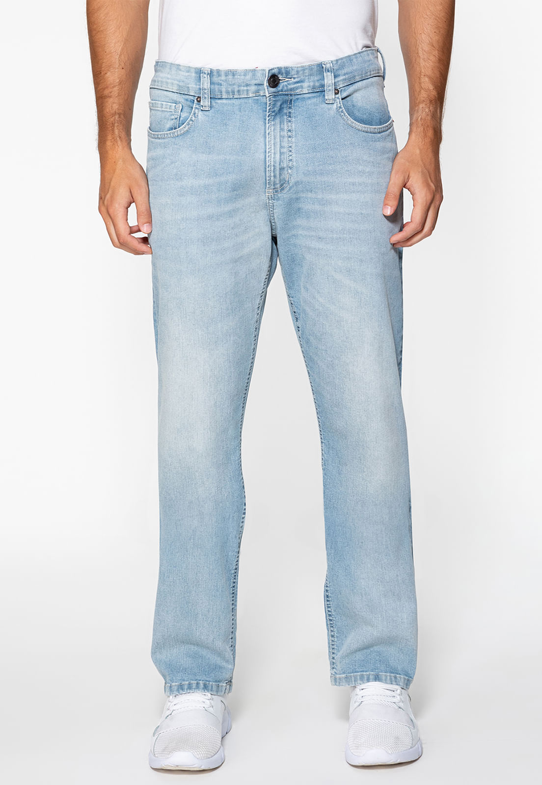 Calça Jeans Slim Straight Azul Claro - Imagem 6