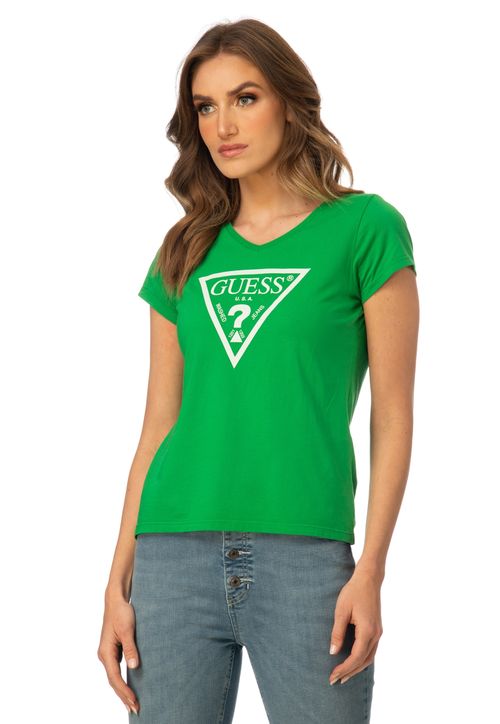 Camiseta Silk Logo Triangulo Guess Verde