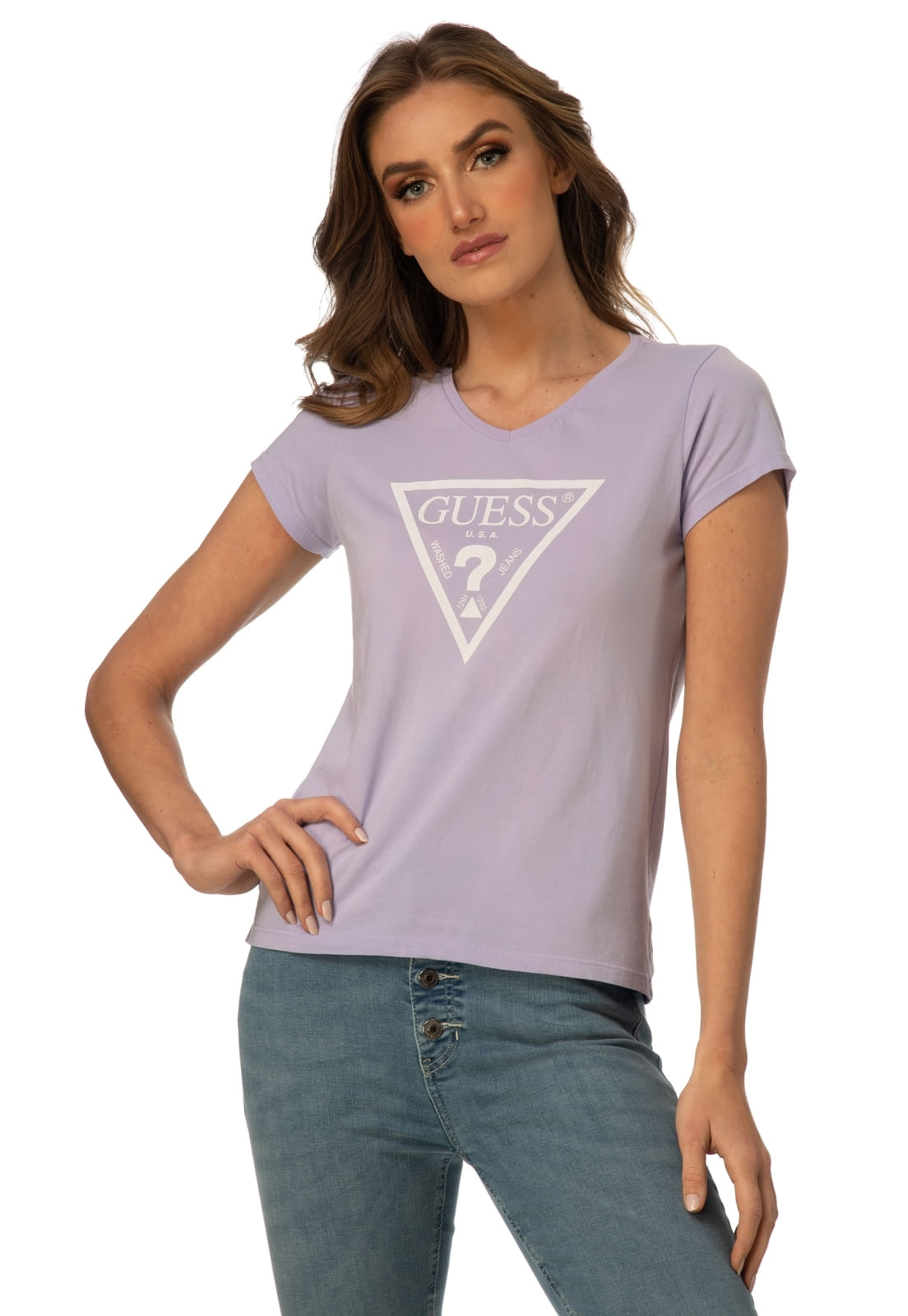 Camiseta Silk Logo Triangulo  Guess Violeta