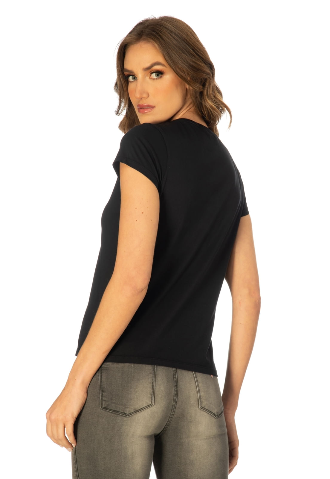 Camiseta Silk Logo Triangulo Guess Preto - Imagem 4