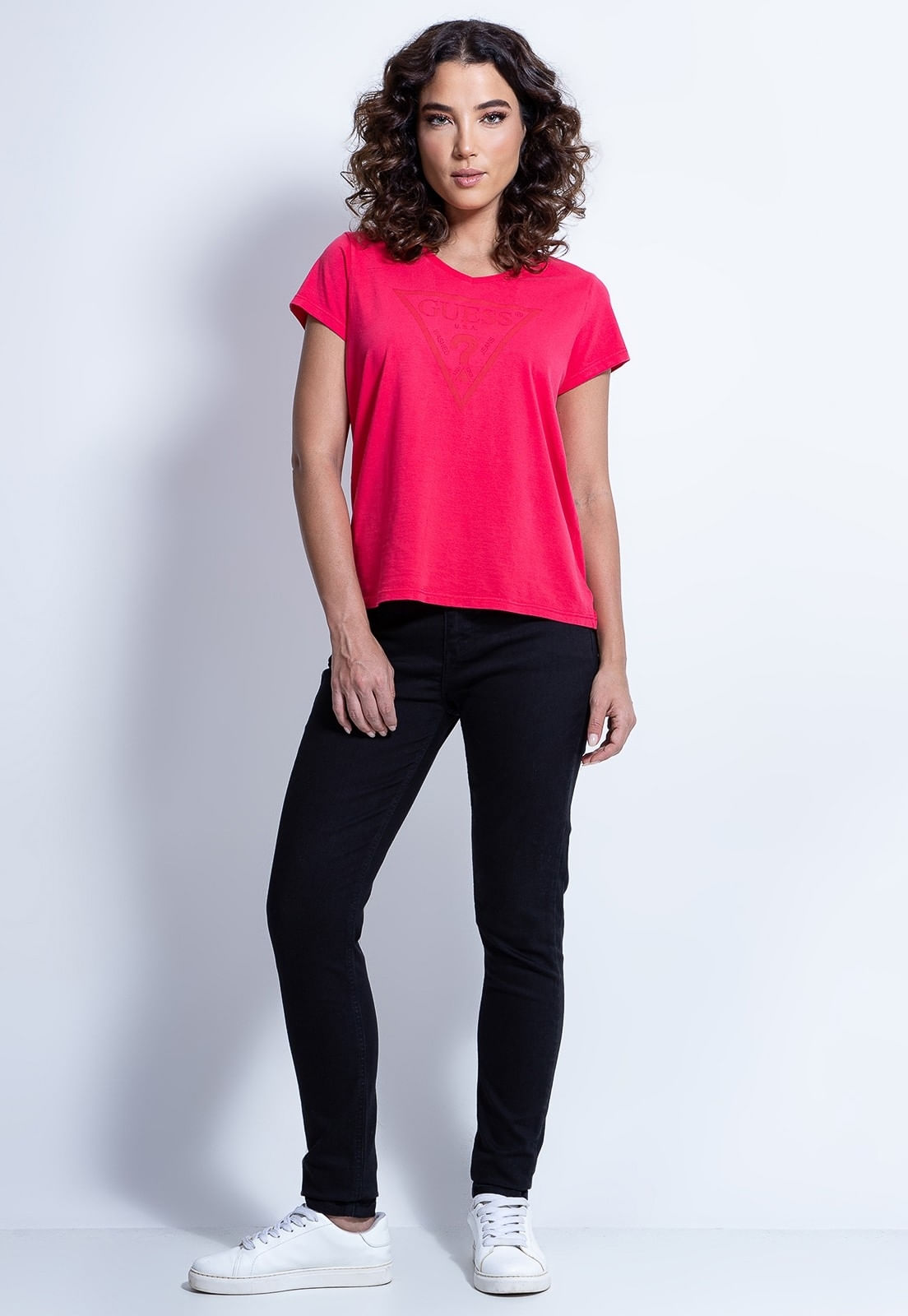 Camiseta Silk Logo Triangulo Guess Vermelho - Imagem 2