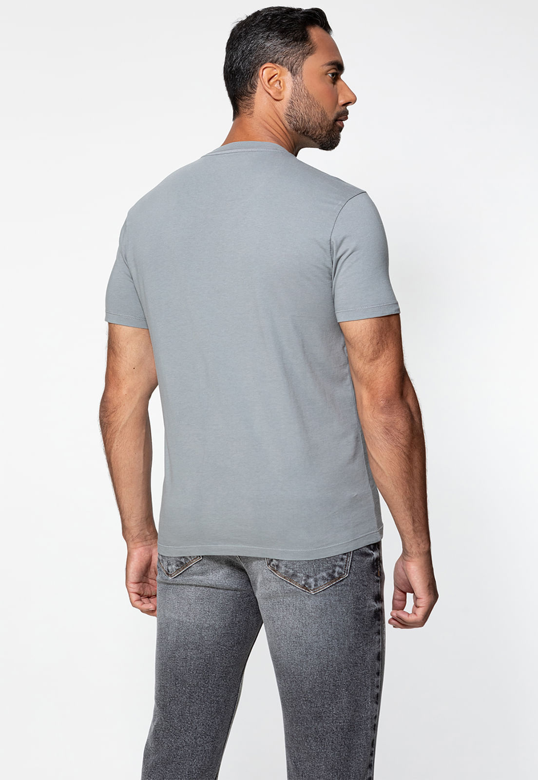 Camiseta Guess Triangulo Original Pq Cinza Claro - Imagem 12