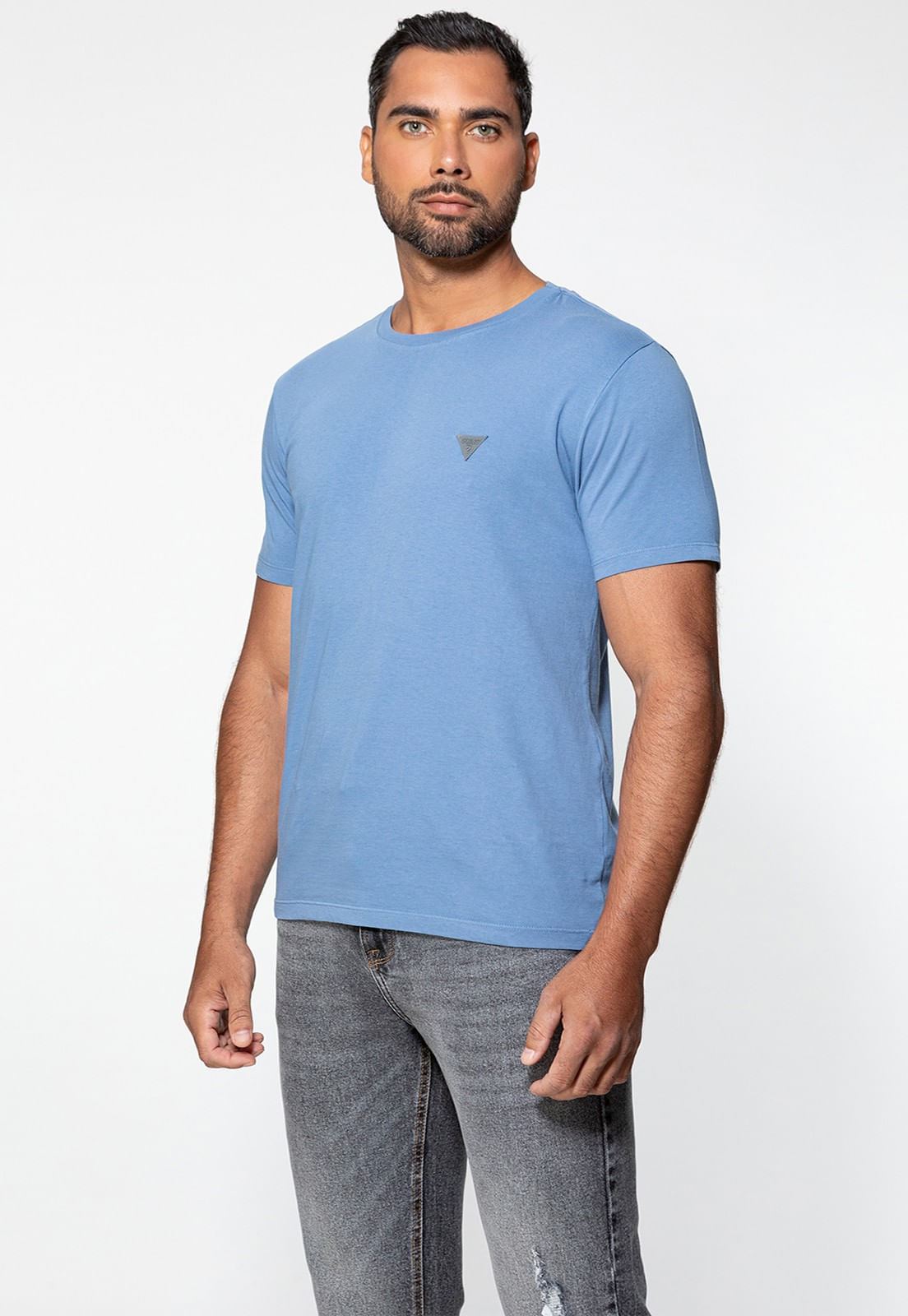 Camiseta Triângulo Emborrachado Guess Azul