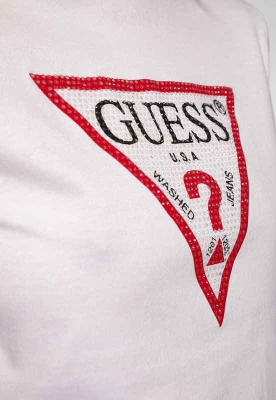 T-shirt Guess Triang Hotfix Cropped Branco - Imagem 3