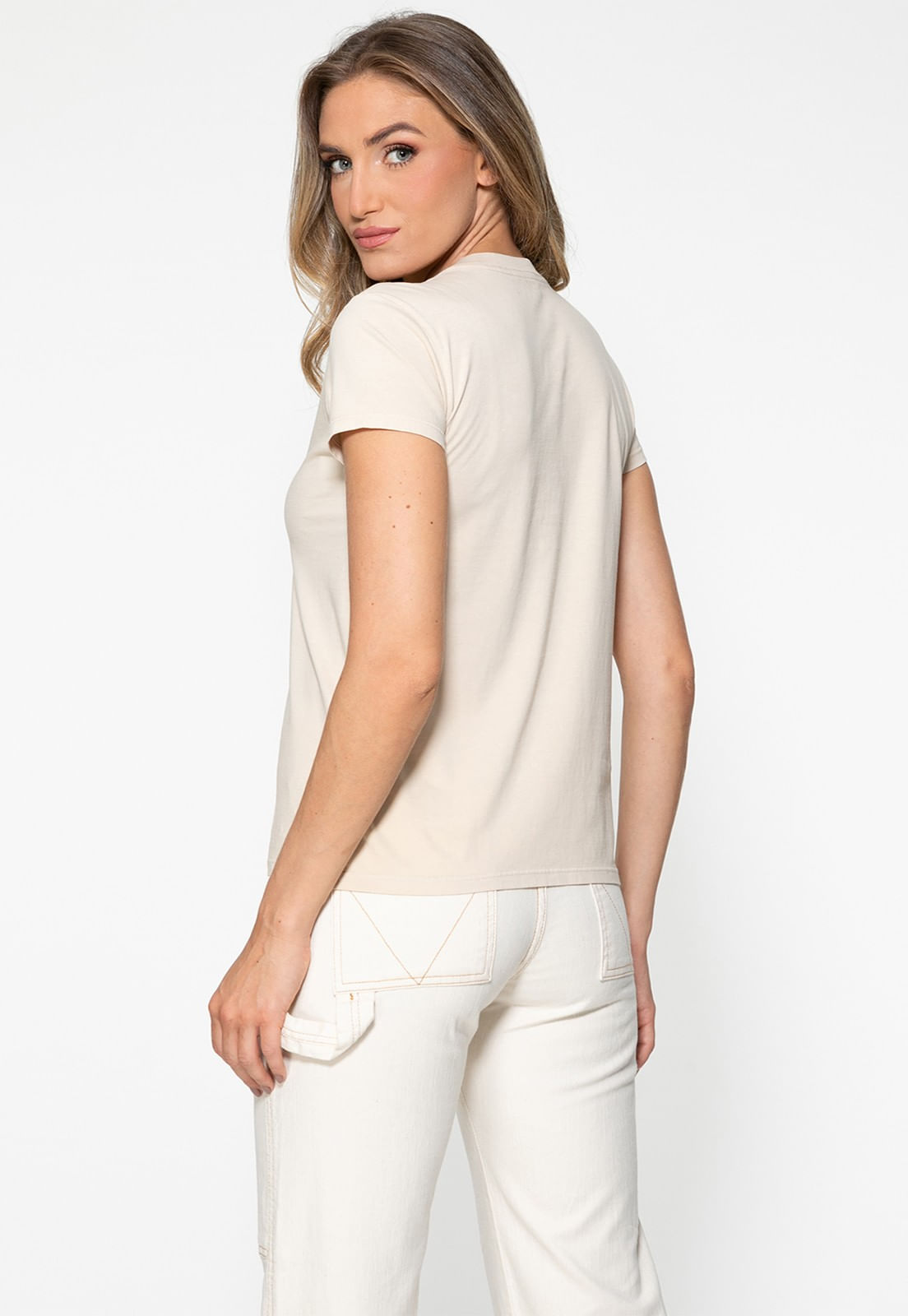 Camiseta Guess Triang Trad Desgastado Bege - Imagem 74