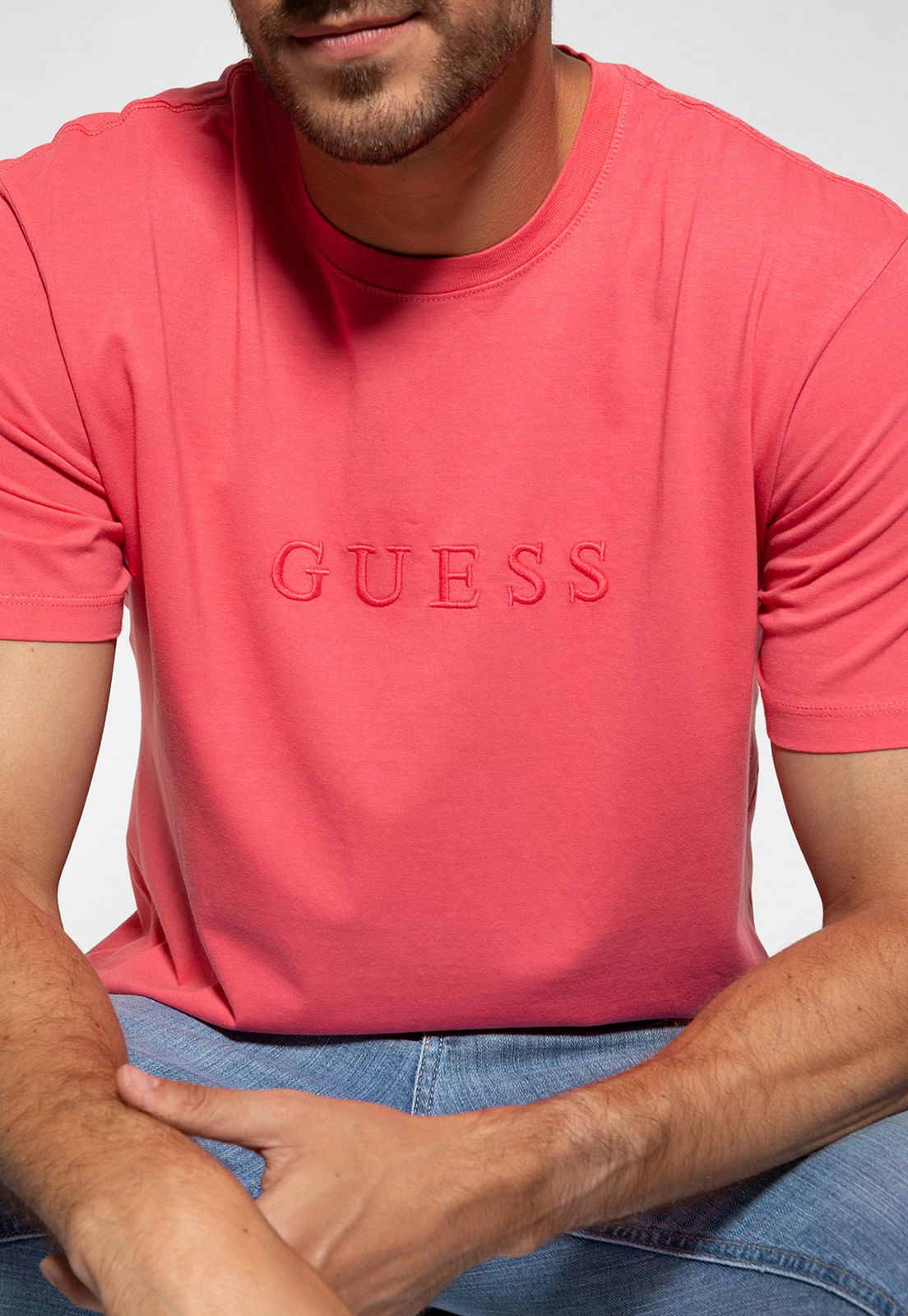 Camiseta Logo Bordado Guess Salmão - Imagem 18