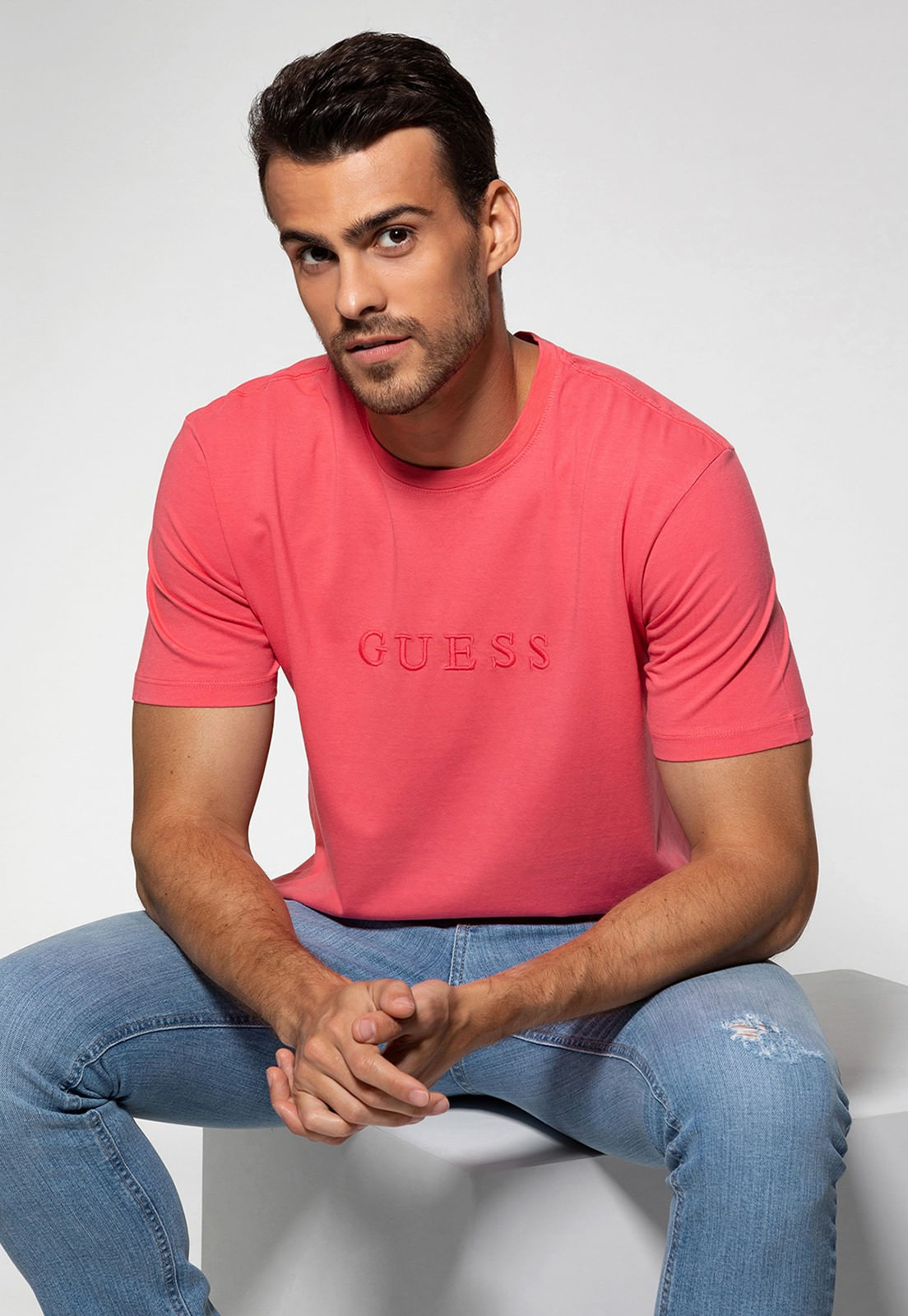 Camiseta Logo Bordado Guess Salmão - Imagem 20
