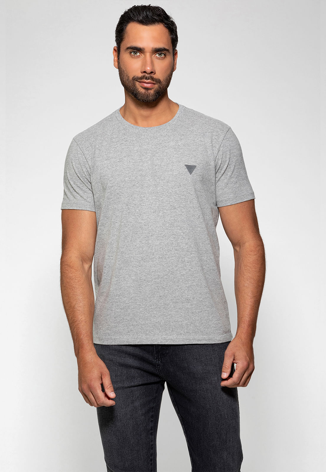 Camiseta Triângulo Emborrachado Guess Cinza
