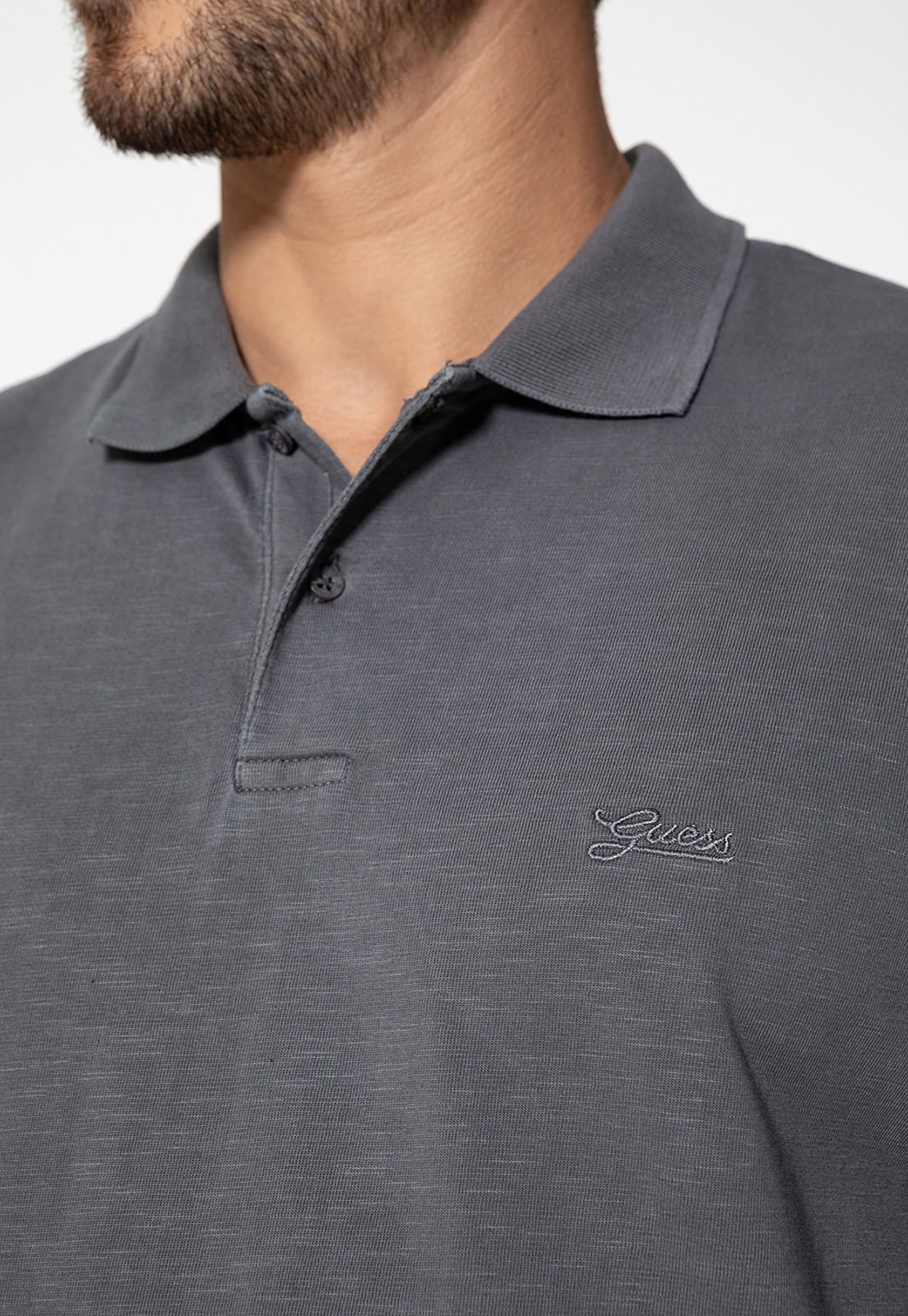 Camisa Polo Guess Bordado Grafite - Imagem 3