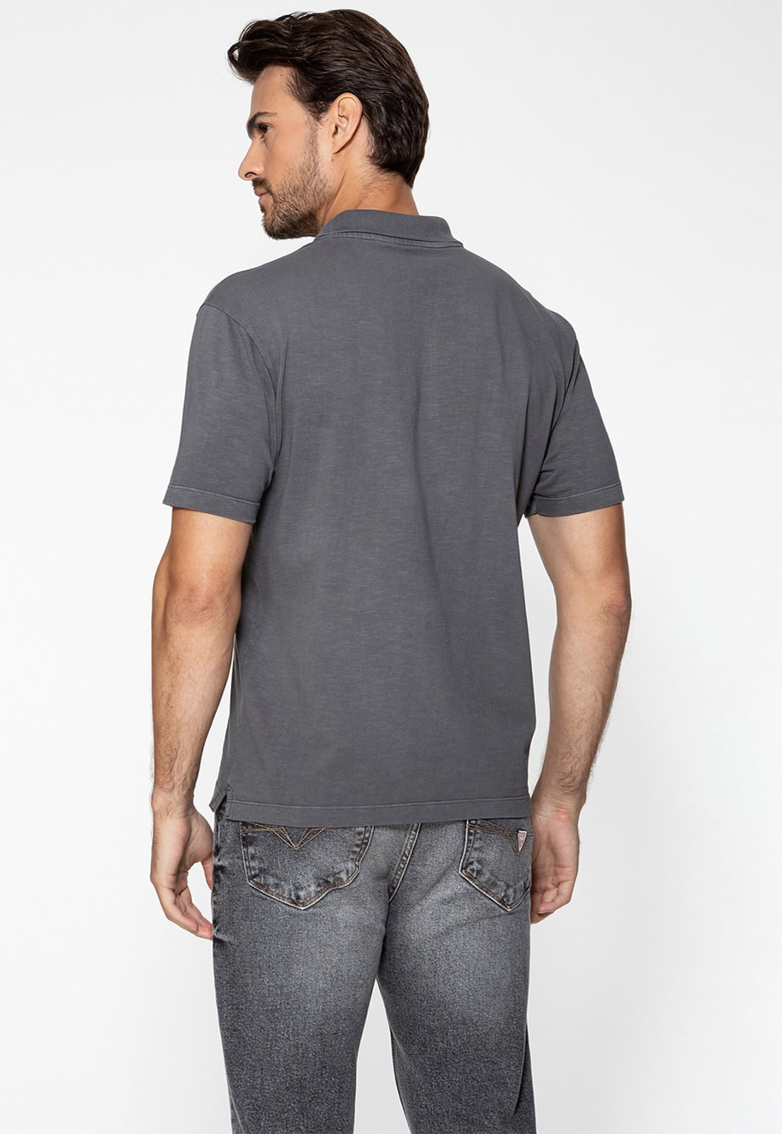 Camisa Polo Guess Bordado Grafite - Imagem 4