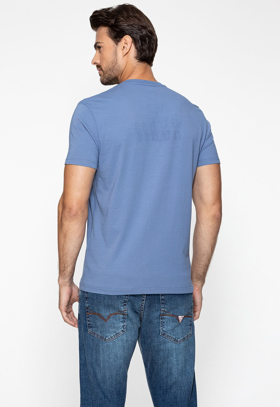 Camiseta Logo Bordado Guess Azul Claro - Imagem 9