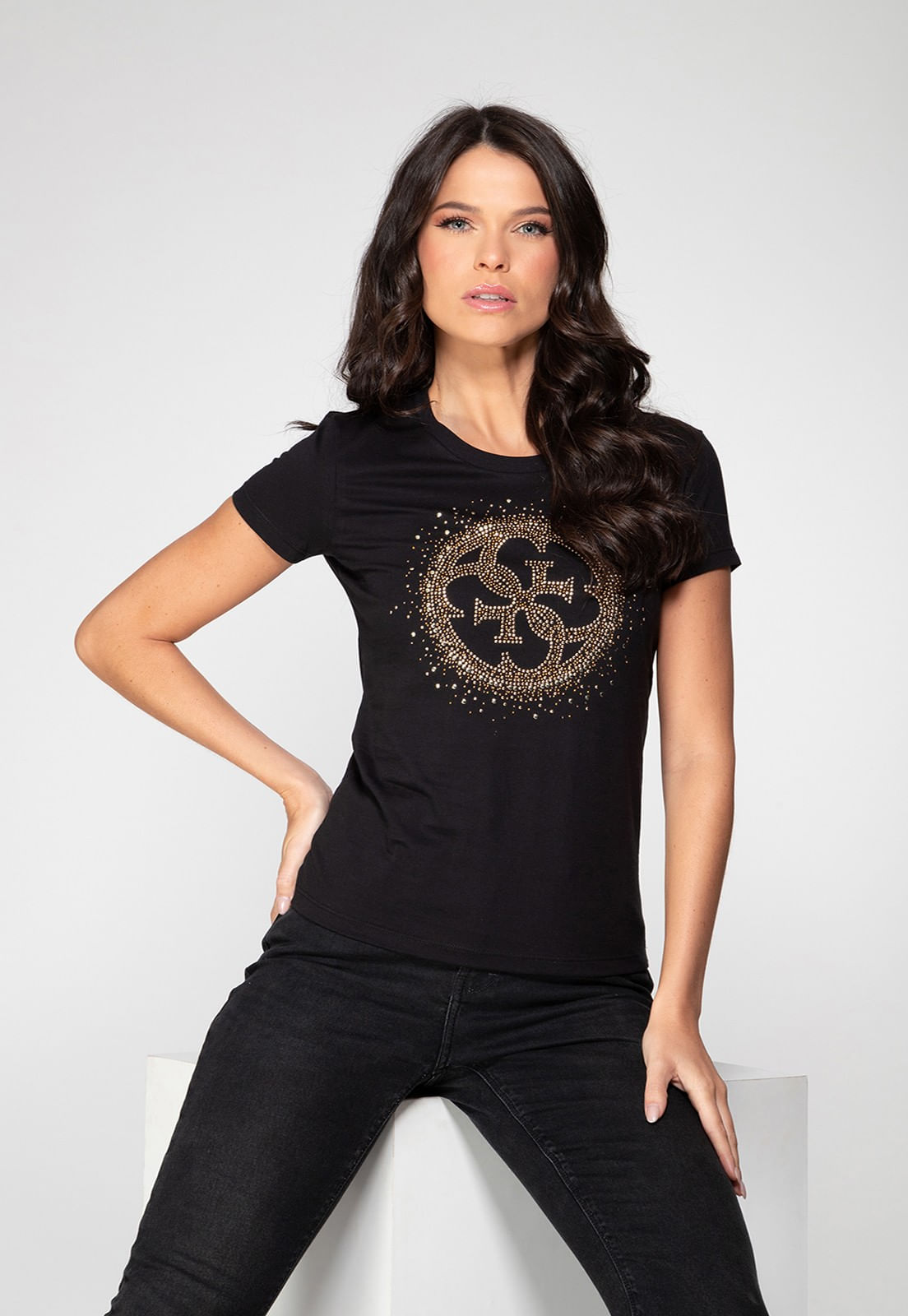 Camiseta 4g Brilhos Guess Preto - Imagem 5