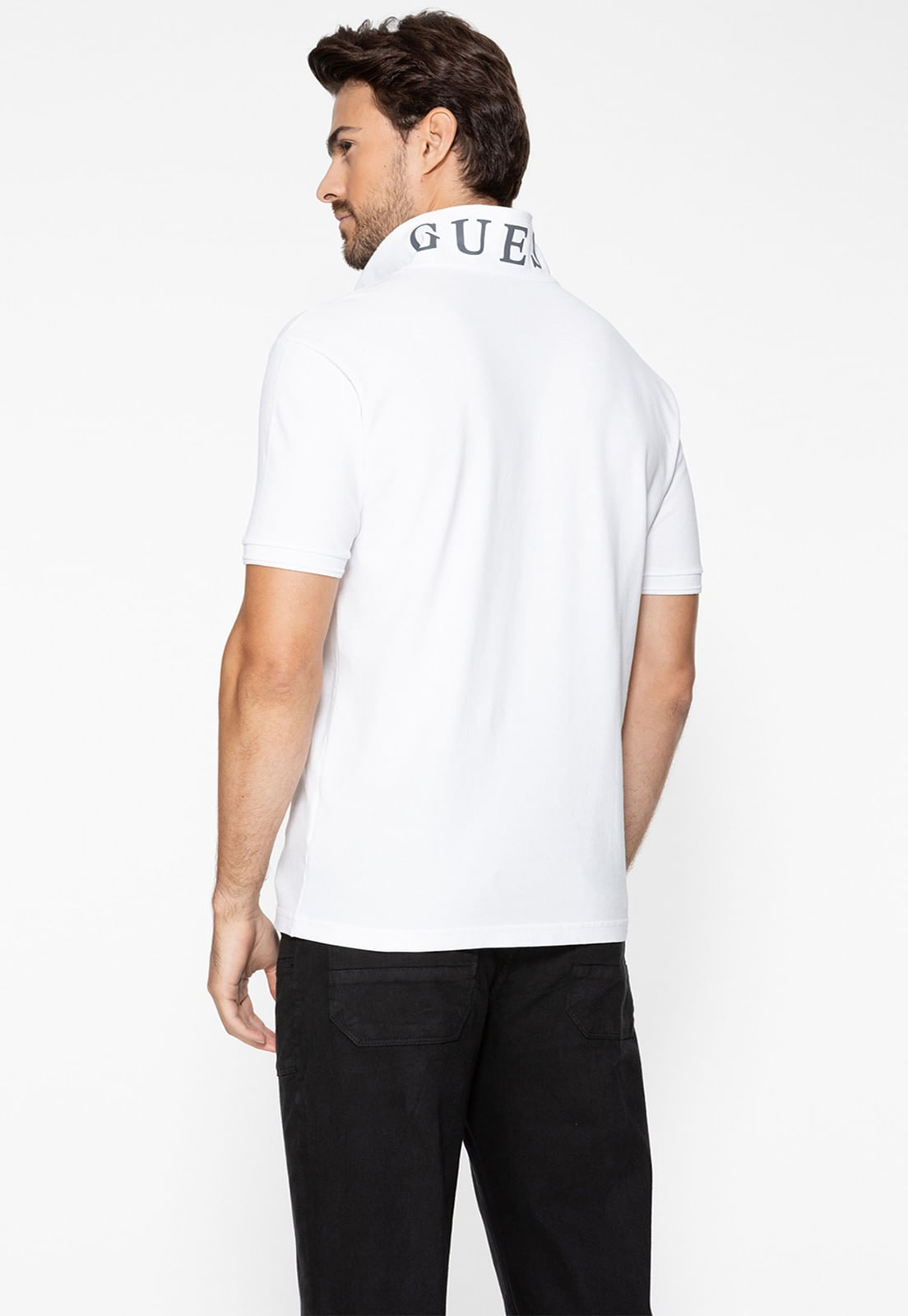 Camisa Polo Guess Silk Gola Branco - Imagem 13
