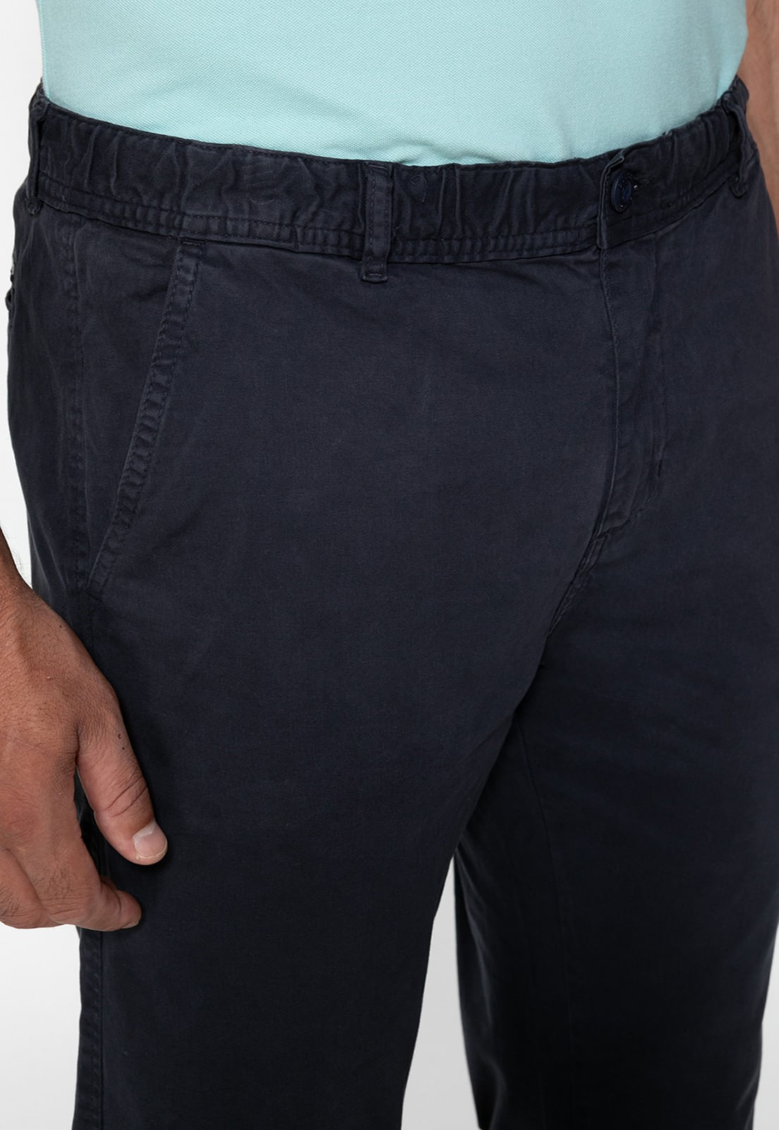 Calça de Sarja Slim Azul Escuro - Imagem 28