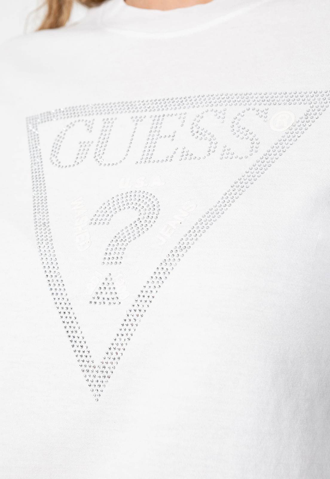 T-shirt Guess Triangulo Hot Fix Cristal Bege - Imagem 17