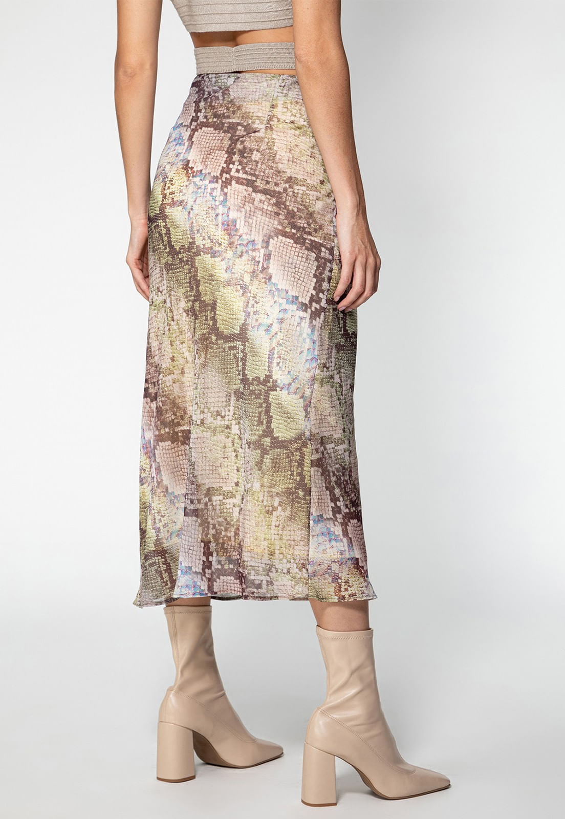 Saia Longa Glam Snake Guess Marrom - Imagem 4
