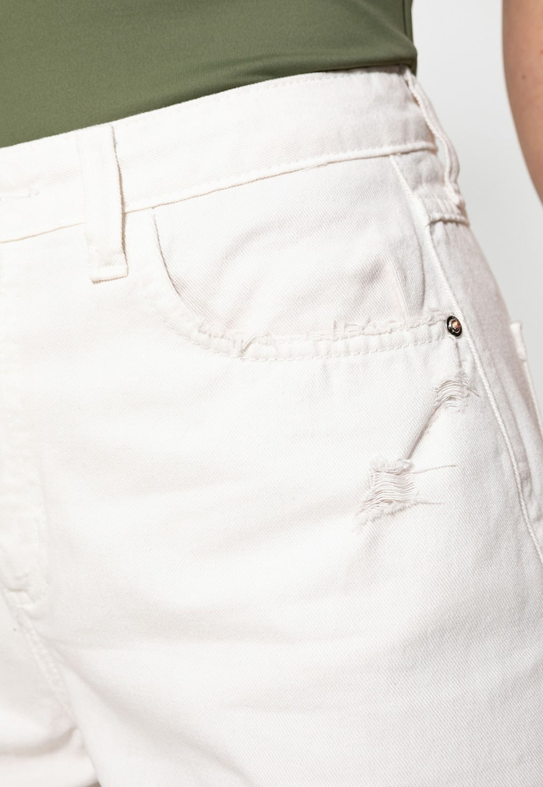 Shorts Sarja Barra Fio Guess Bege - Imagem 76