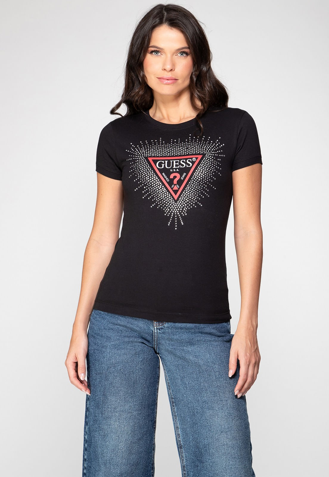 Camiseta Logo Triângulo Brilhos Preto - Imagem 13