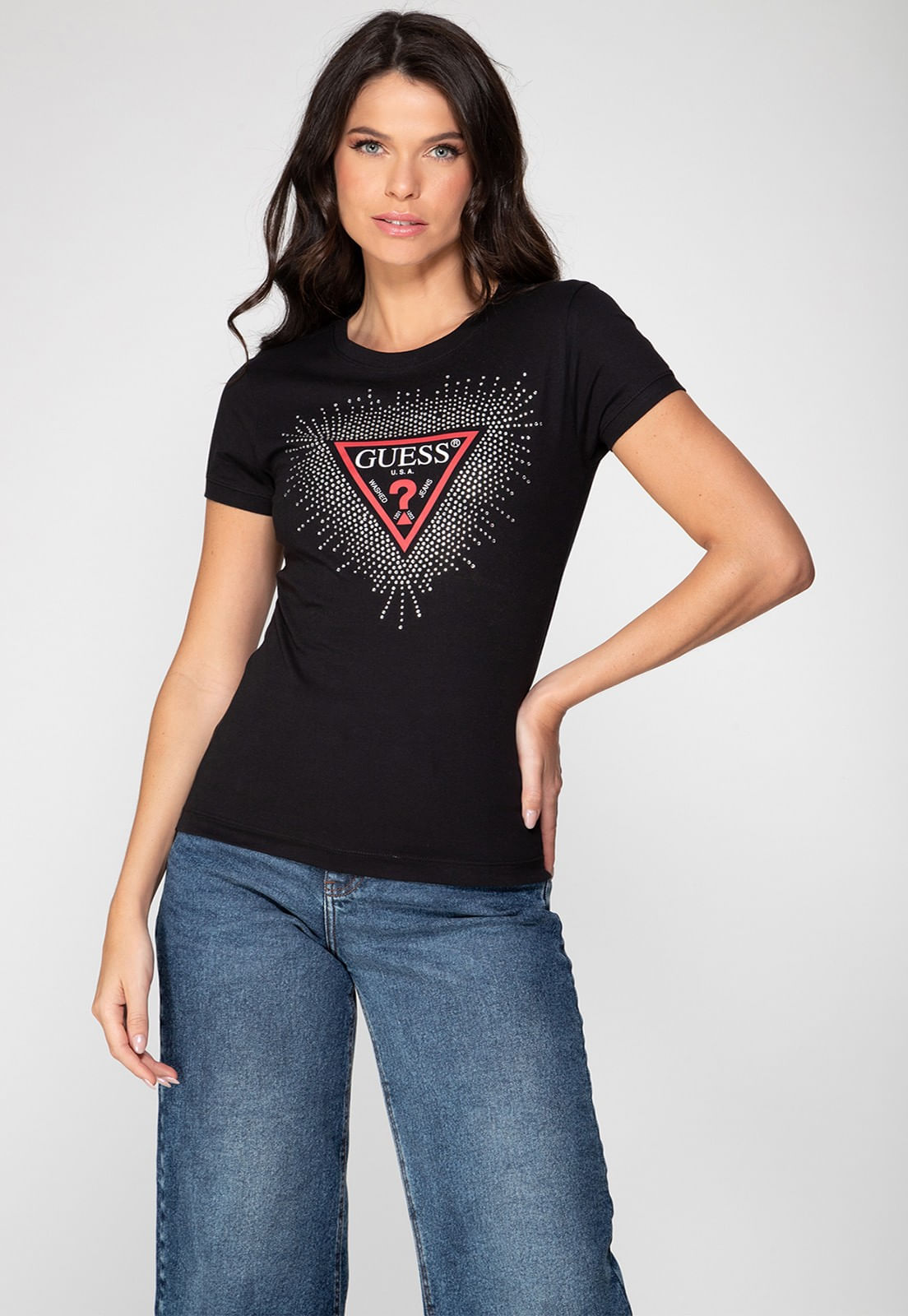 Camiseta Logo Triângulo Brilhos Preto - Imagem 20