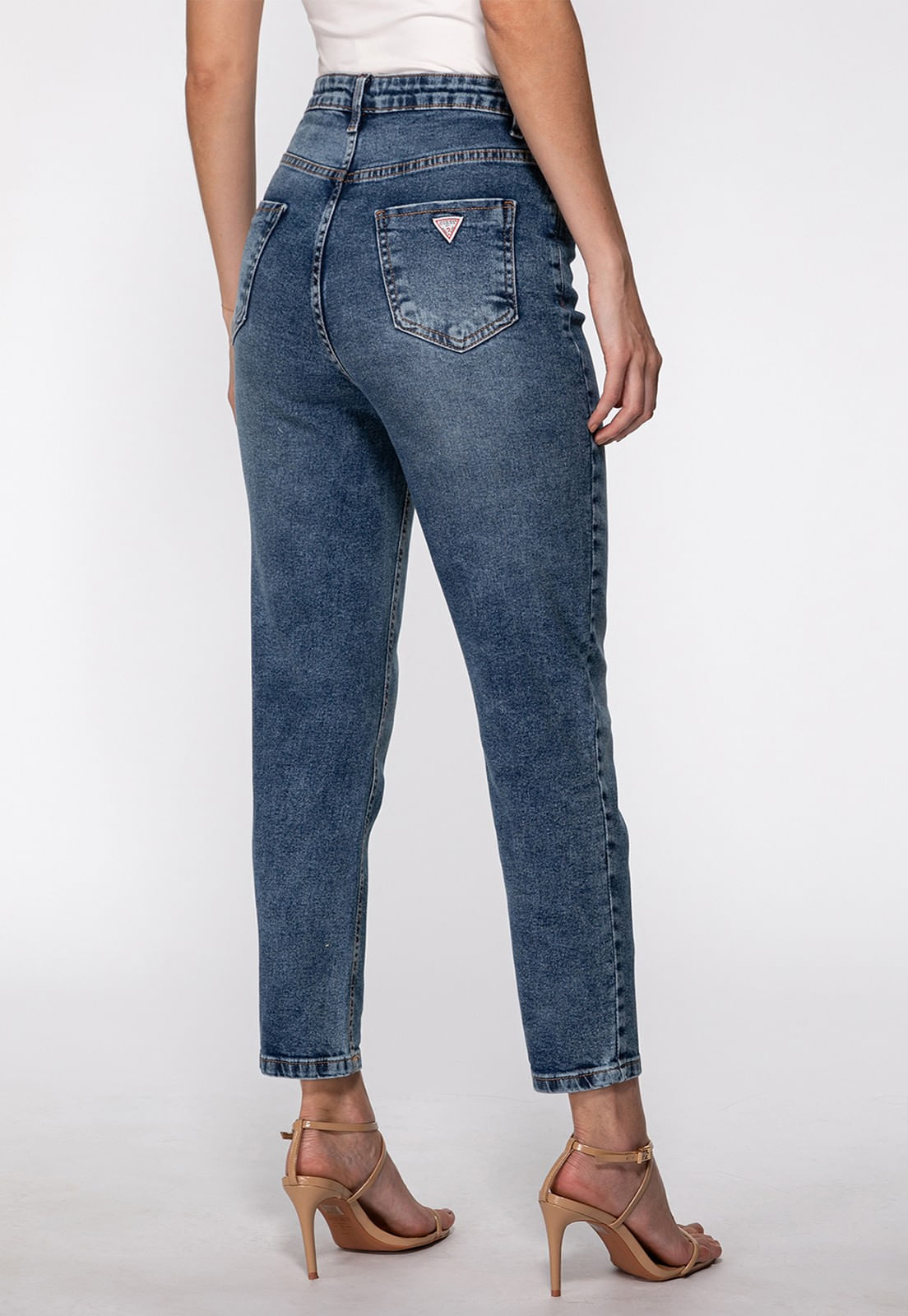 Calça Mom Jeans Cintura Alta Azul - Imagem 35