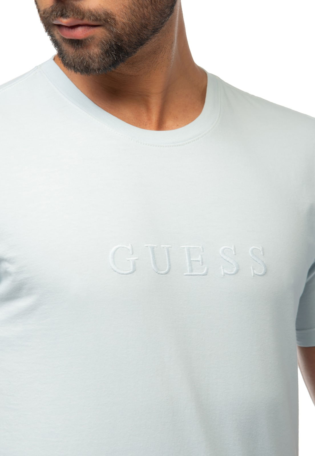 Camiseta Logo Bordado Guess Azul Claro - Imagem 35