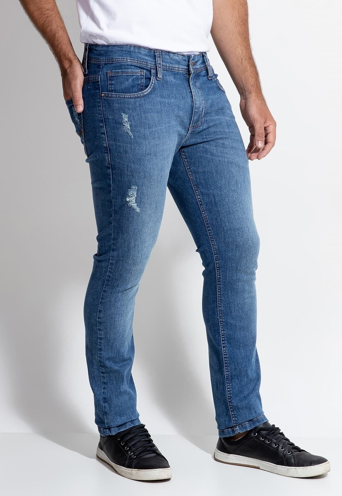 Calça Jeans Straight Puídos Guess Azul - Imagem 37