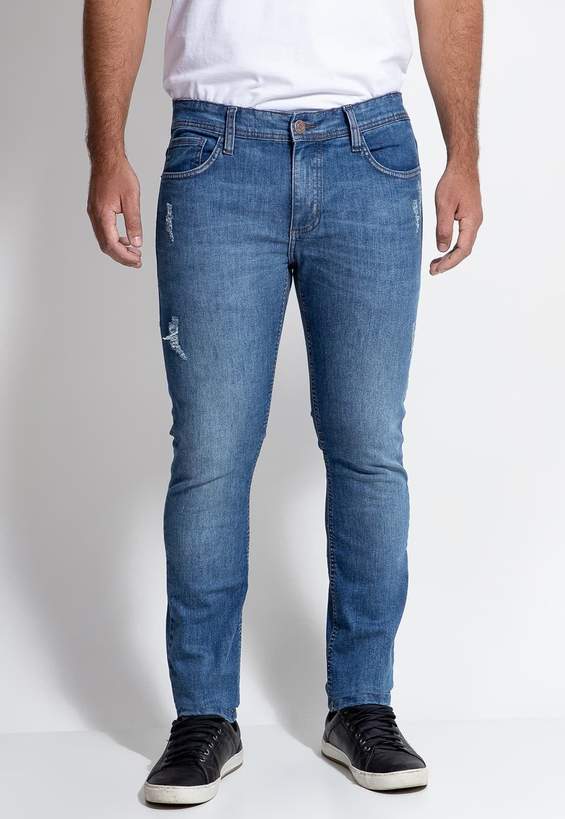 Calça Jeans Straight Puídos Guess Azul - Imagem 57