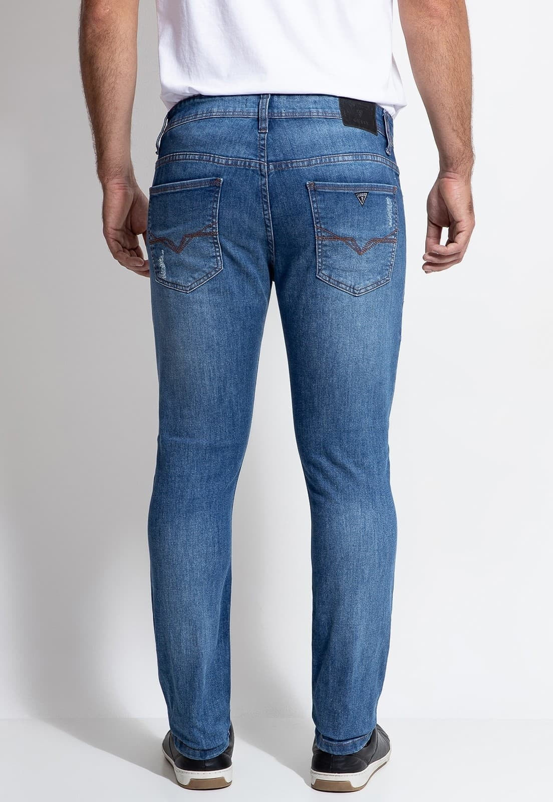 Calça Jeans Straight Puídos Guess Azul - Imagem 61