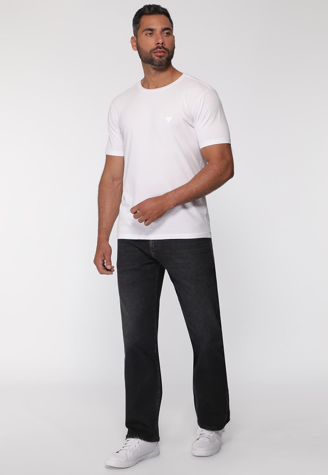 Camiseta Triângulo Emborrachado Guess Branco - Imagem 36