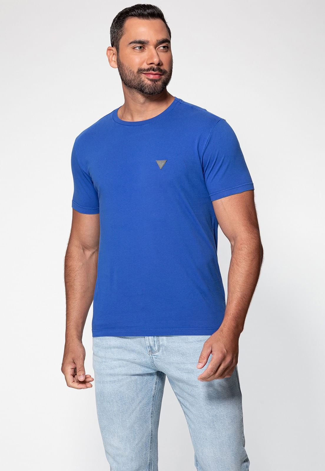 Camiseta Triângulo Emborrachado Guess Azul - Imagem 7