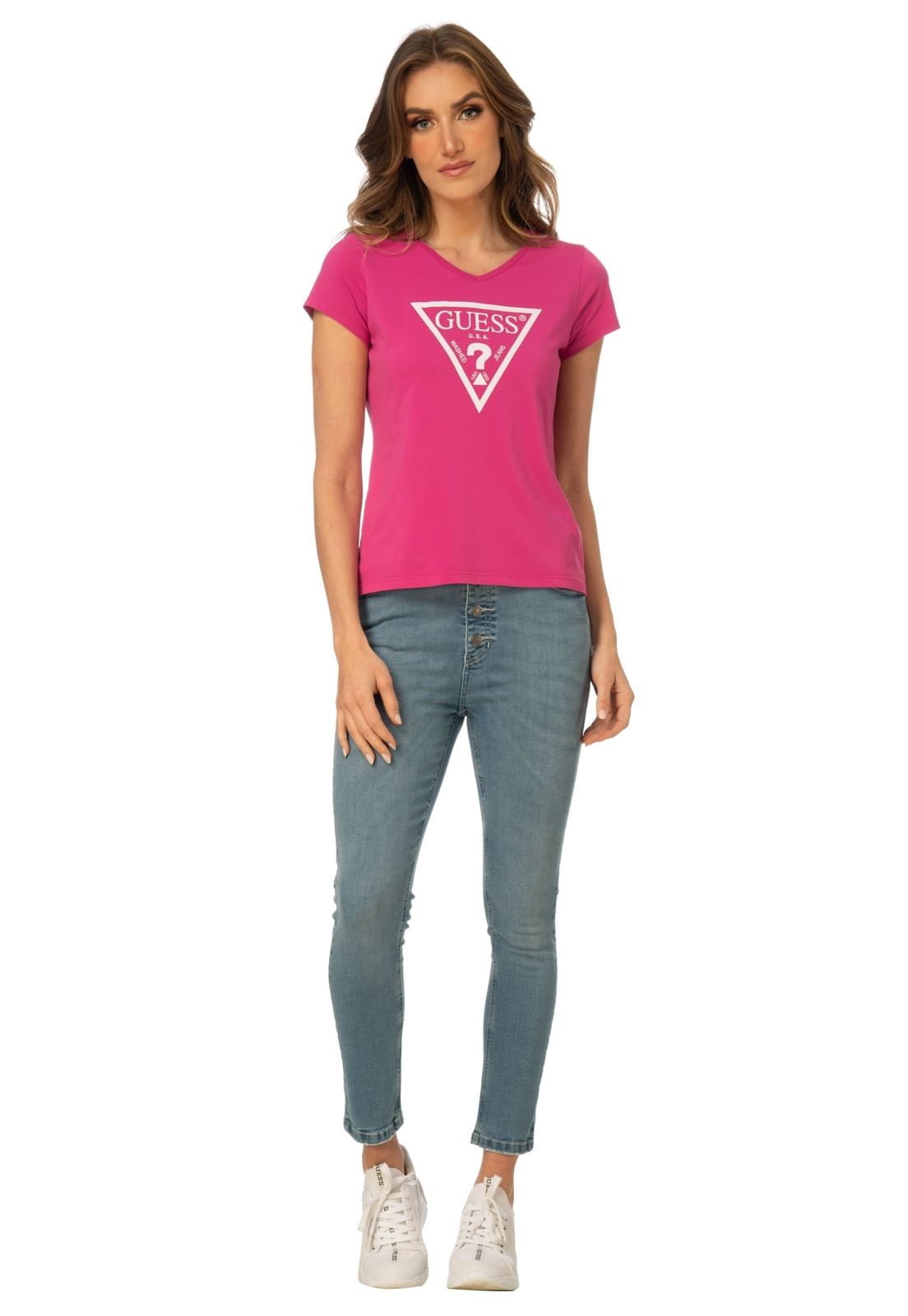 Camiseta Silk Logo Triangulo Guess Vermelho - Imagem 19
