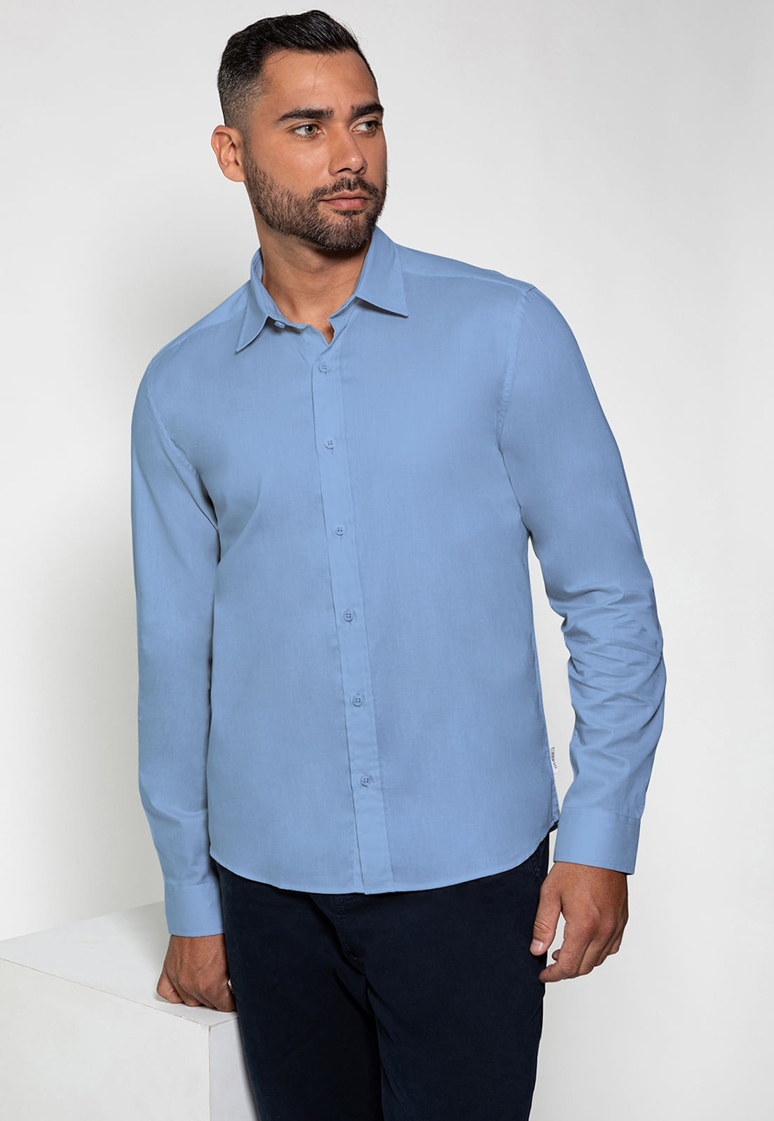 Camisa Guess Basica Manga Longa Azul Claro - Imagem 7