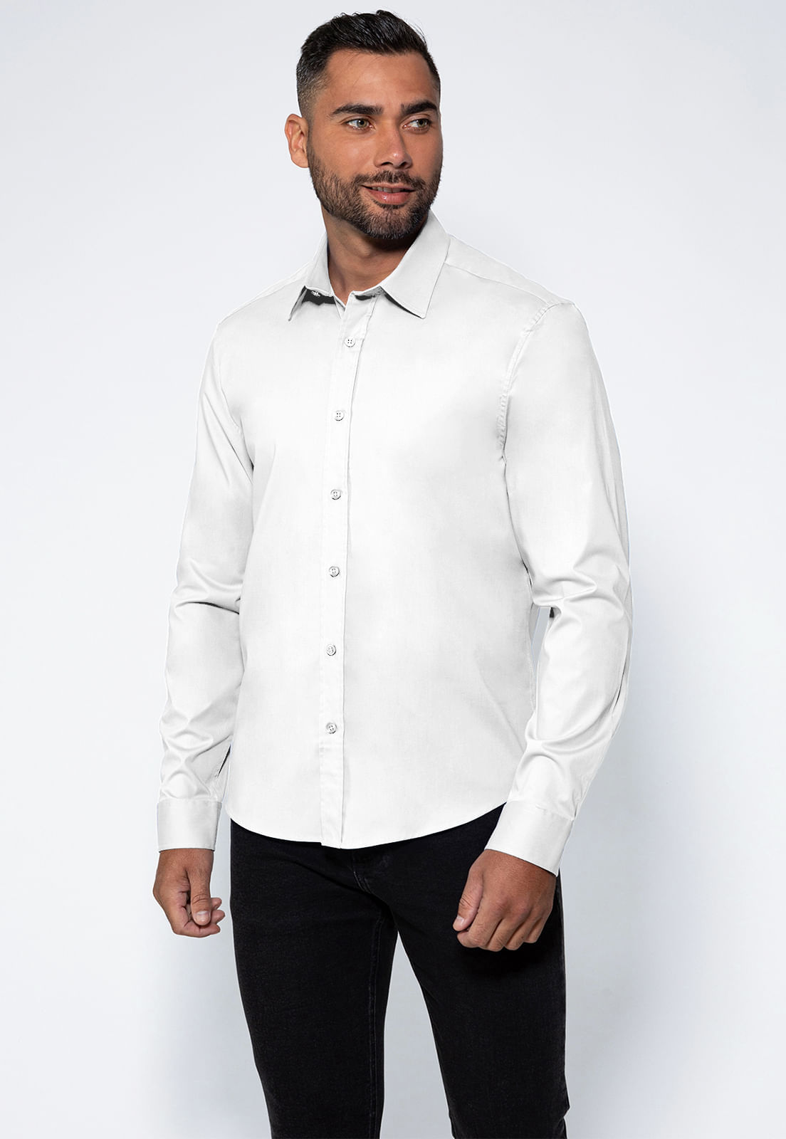 Camisa Social Manga Longa Branco - Imagem 7