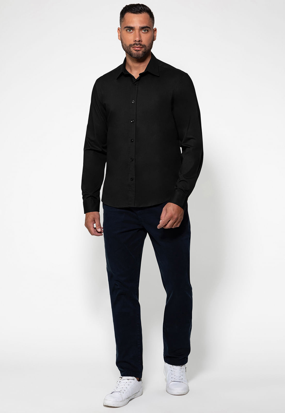 Camisa Social Manga Longa Preto - Imagem 5