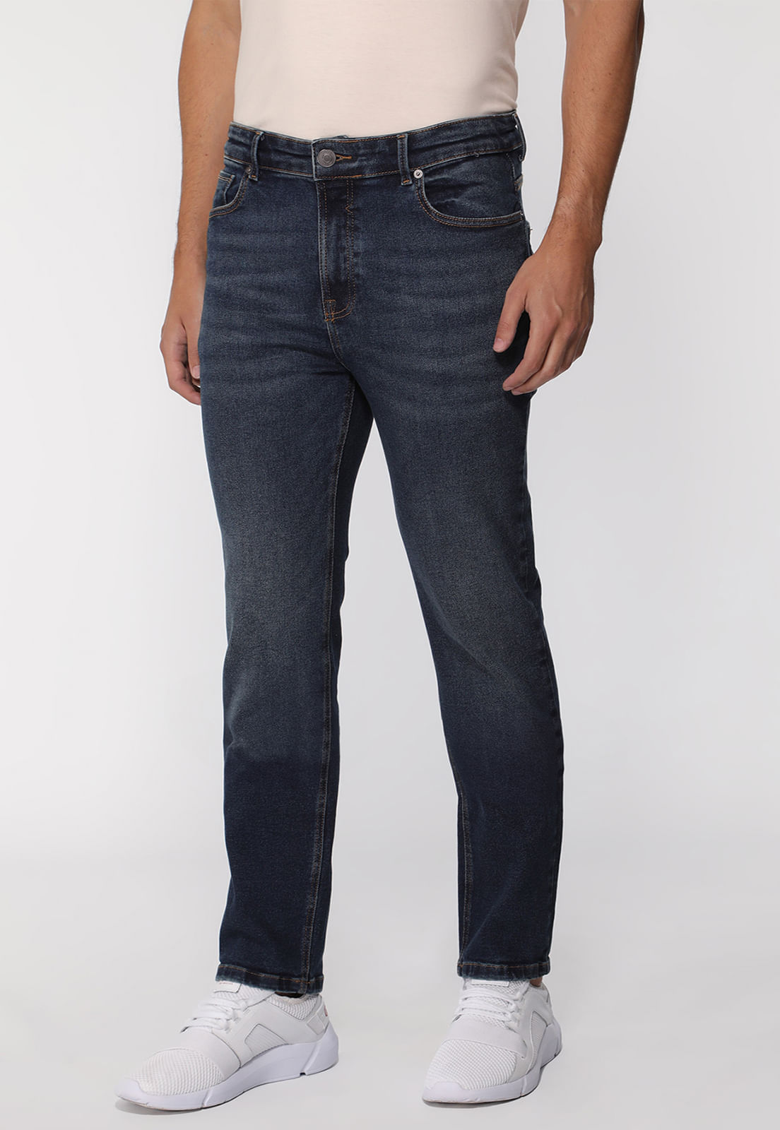 Calça Jeans Slim Straight Azul Escuro - Imagem 9