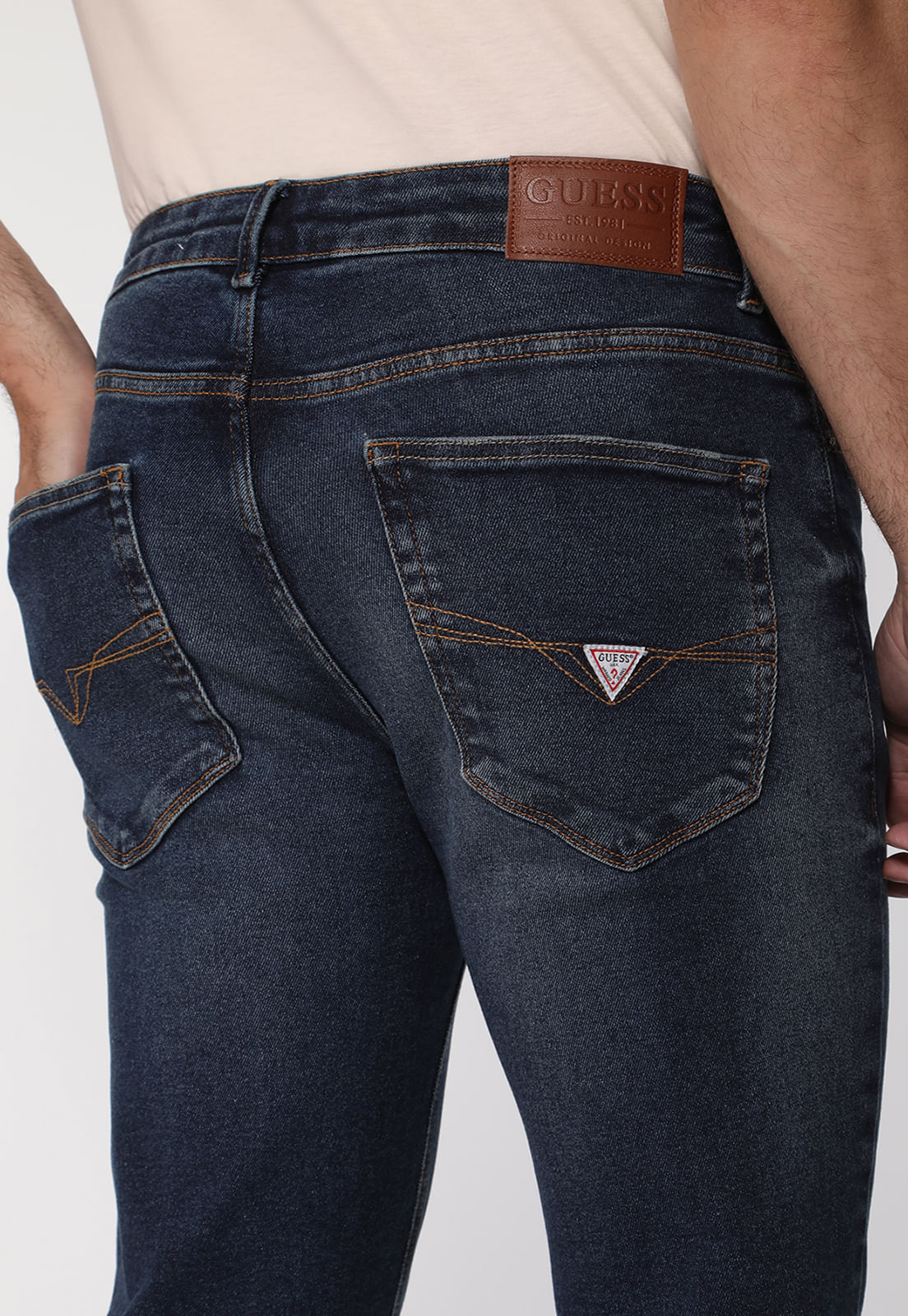 Calça Jeans Slim Straight Azul Escuro - Imagem 5