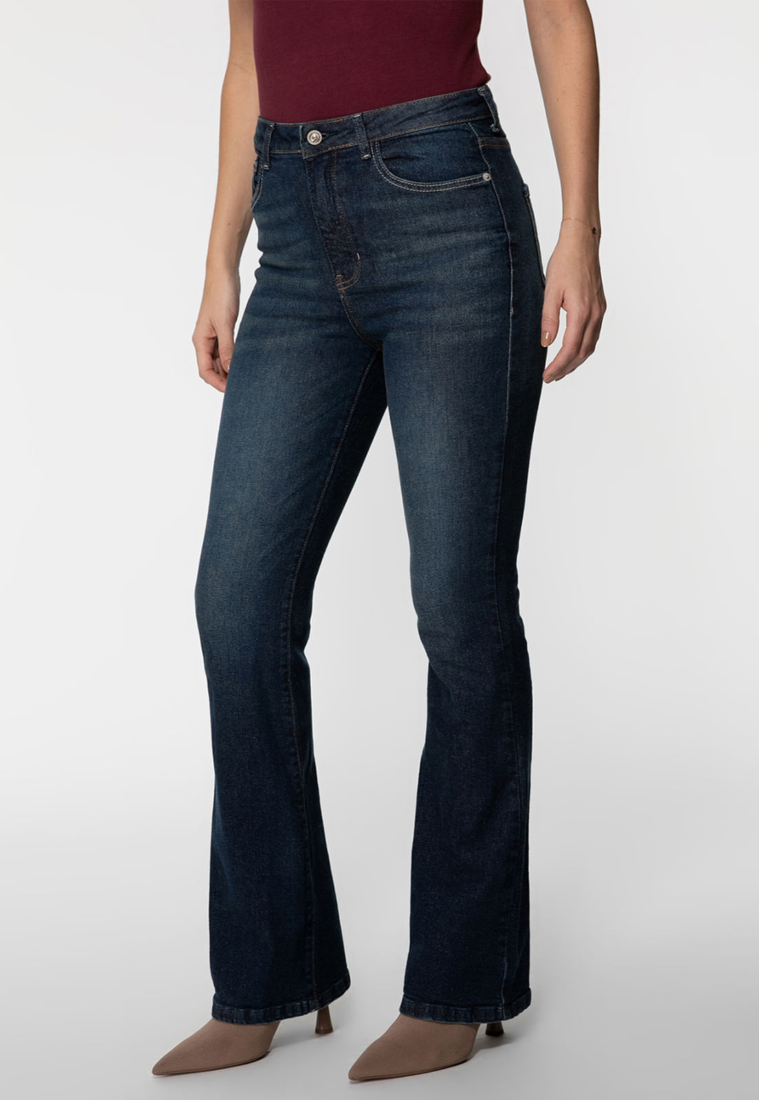Calça Jeans High Flare Azul Escuro - Imagem 17