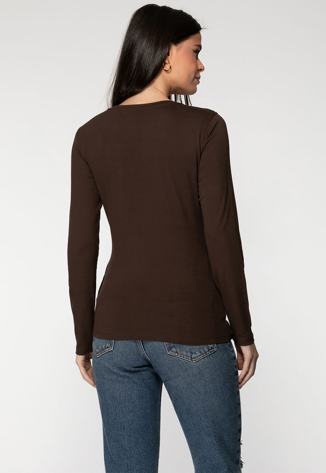 Camiseta Manga Longa GUESS Hotfix Marrom - Imagem 4