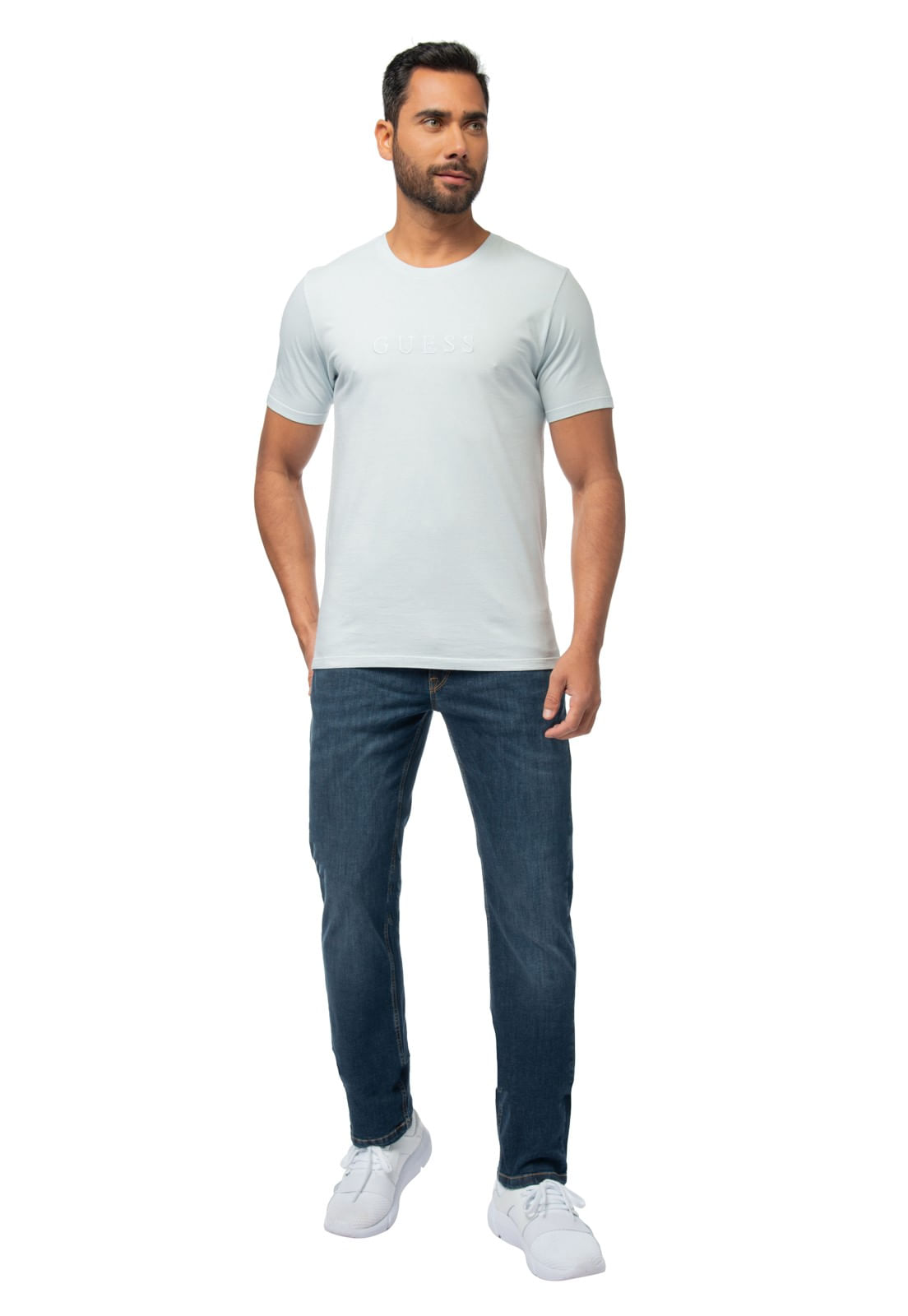 Camiseta Logo Bordado Guess Azul Claro - Imagem 31