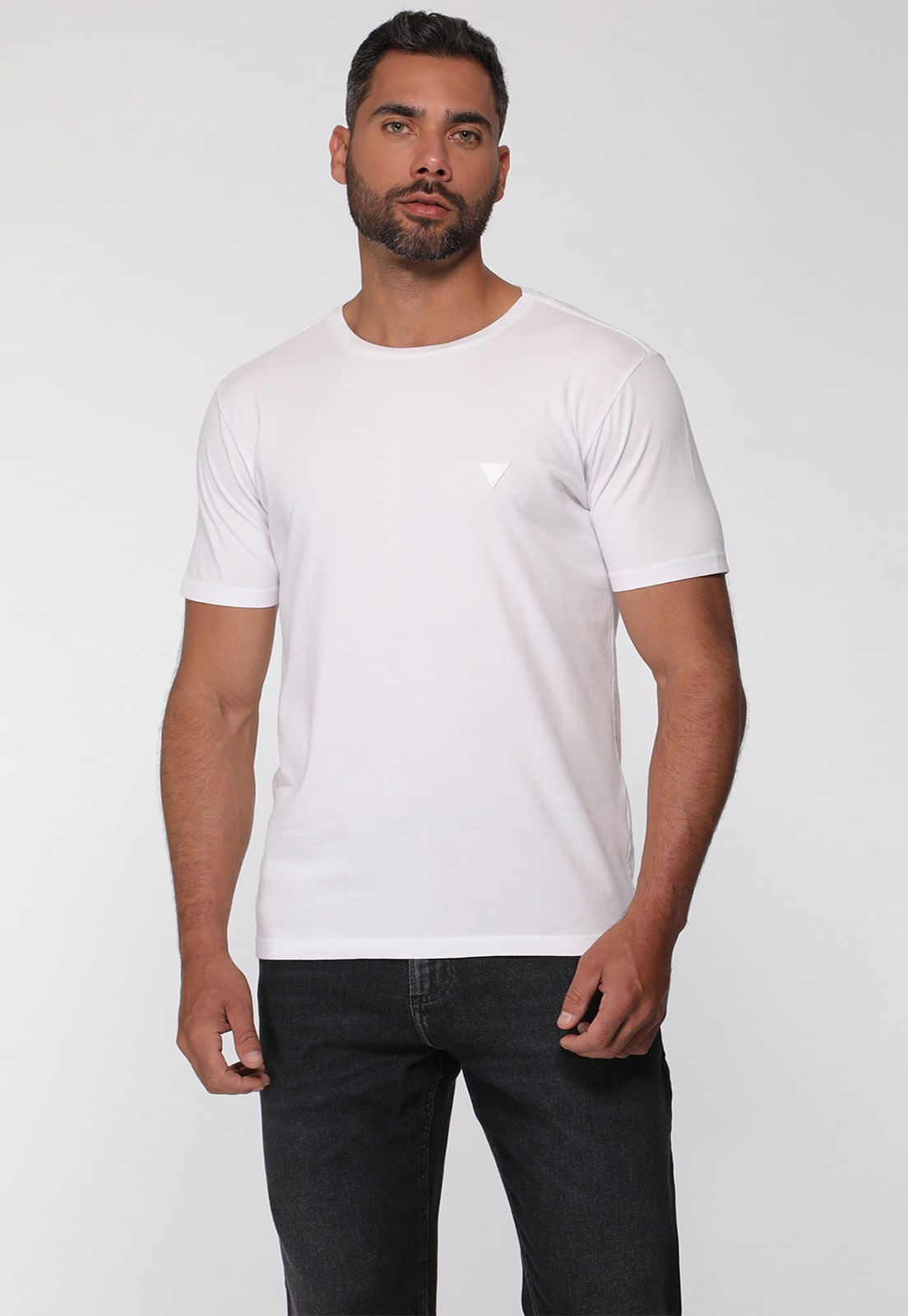 Camiseta Triângulo Emborrachado Guess Branco - Imagem 7