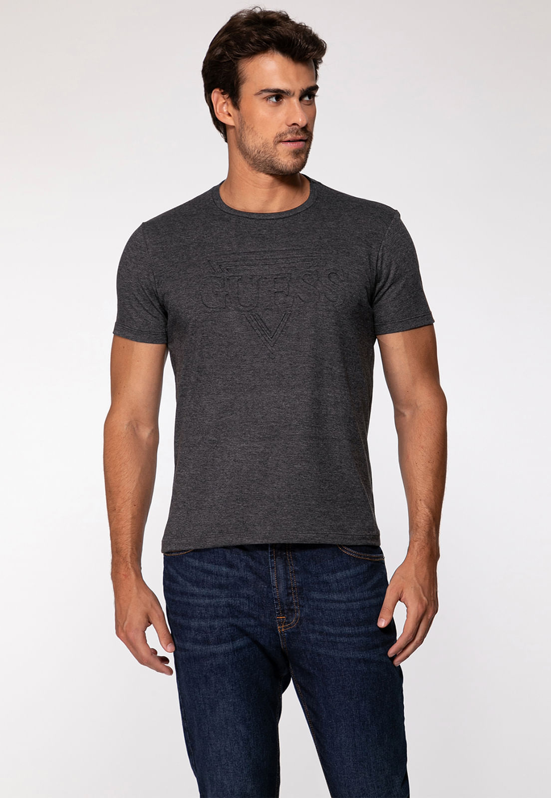 Camiseta Logo Embossed Cinza Escuro