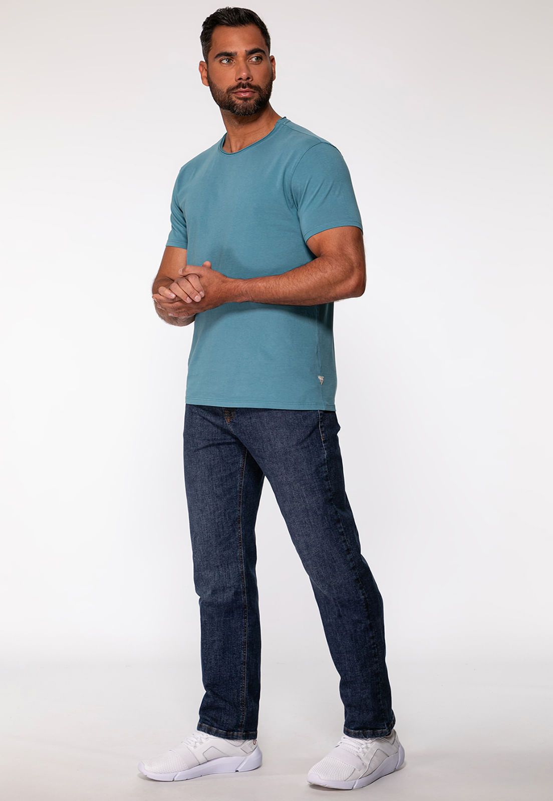 Camiseta Decote A Fio Azul - Imagem 14