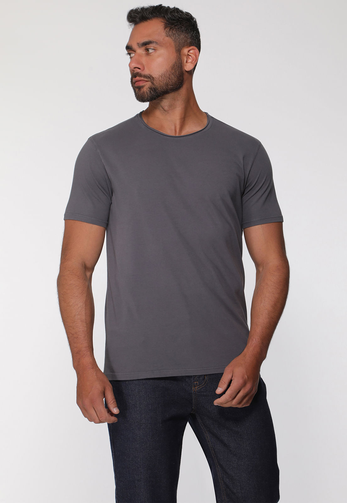 Camiseta Decote A Fio Cinza - Imagem 29