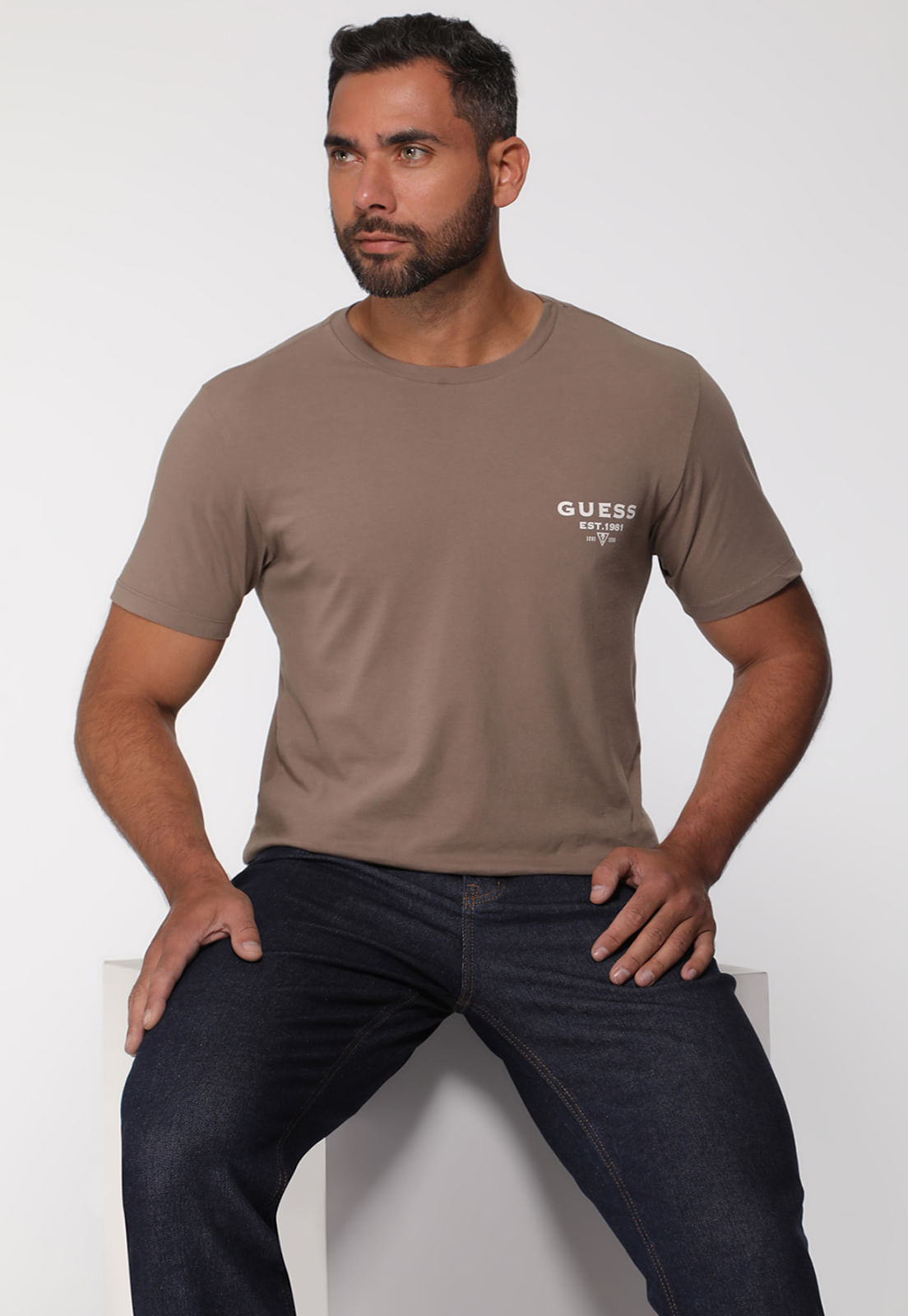 Camiseta Est 1981 Guess Marrom - Imagem 10