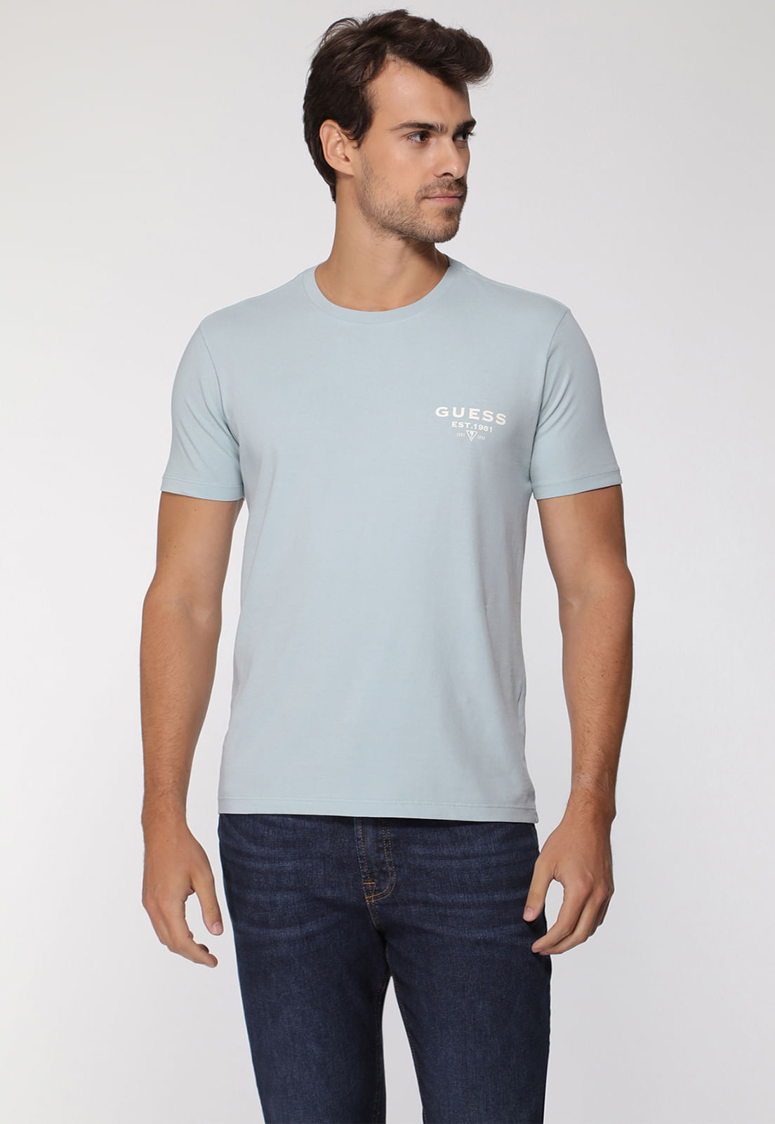 Camiseta Est 1981 Guess Azul Claro