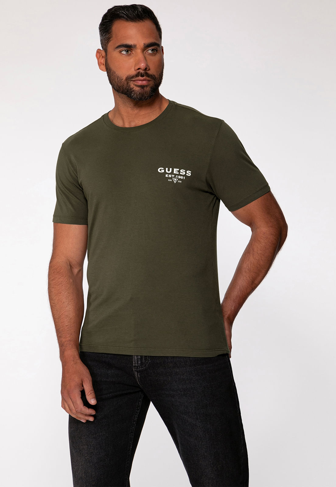 Camiseta Est 1981 Guess Verde Oliva