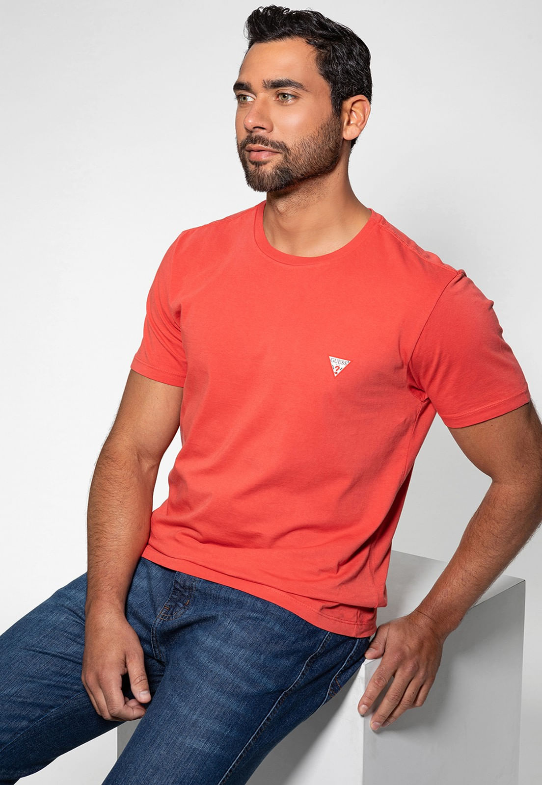 Camiseta Guess Triangulo Original Pq Salmão - Imagem 11