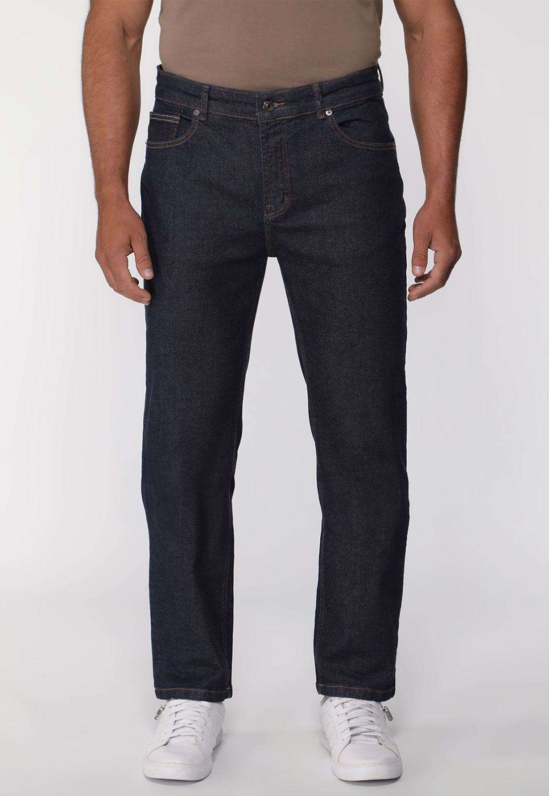 Calça Jeans Regular Straight Azul Escuro - Imagem 7