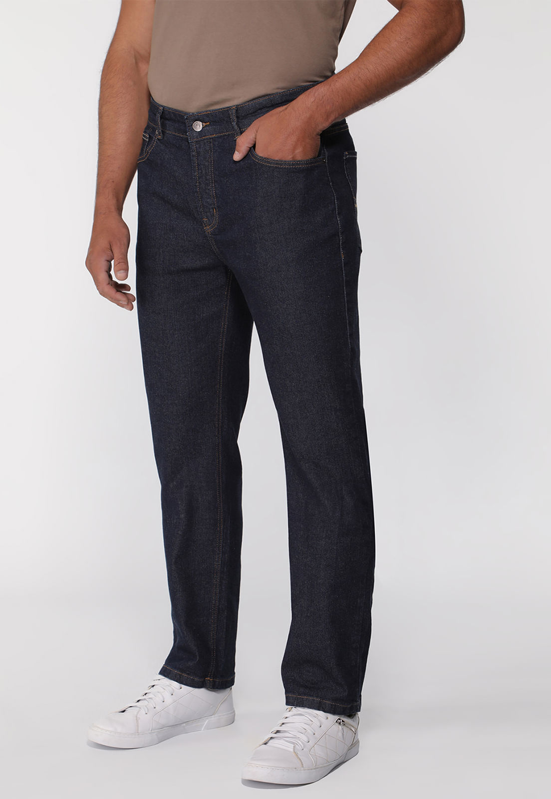 Calça Jeans Regular Straight Azul Escuro - Imagem 3